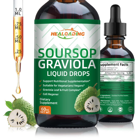 HEALOADING Soursop Bitters Drops bottle with Organic Graviola Soursop Leaf Extract