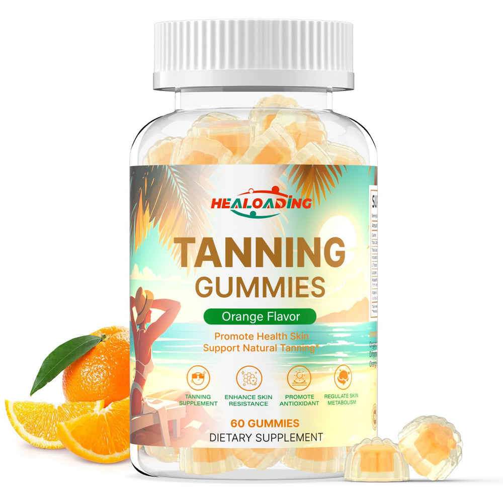 HEALOADING Tanning Gummies bottle with 60 gummies
