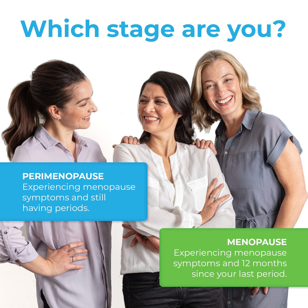 Health & Her Perimenopause app interface demonstrating symptom tracking features.