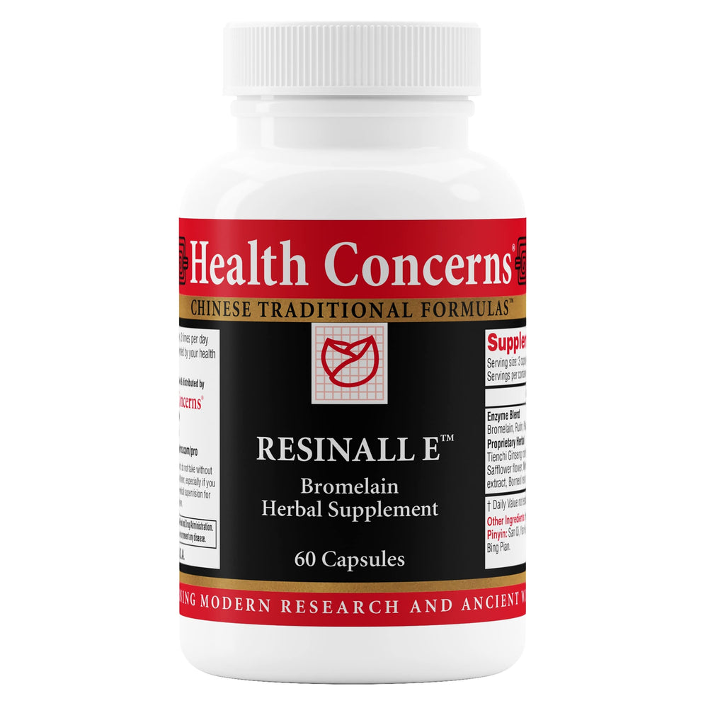 Product bottle of Health Concerns Resinall E with label