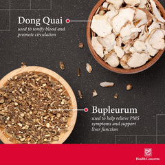 Key ingredients: Dong Quai, Chinese Peony, Bupleurum root, Bai-Zhu Atractylodes