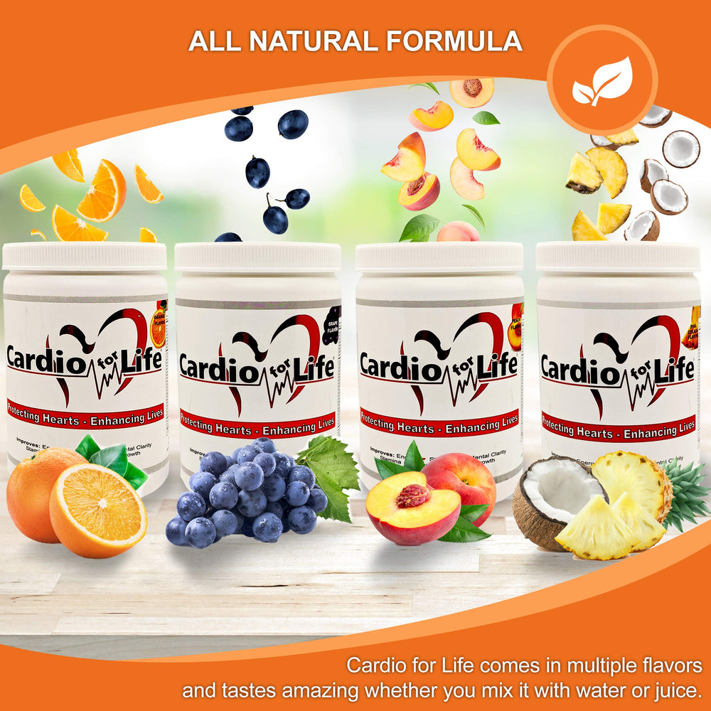 Orange-flavored Cardio for Life drink in a glass