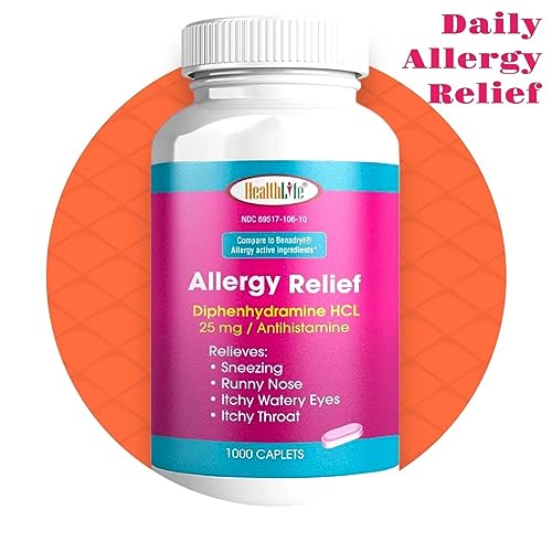 HEALTH LFE diphenhydramine HCl caplets closeup for versatile allergy relief