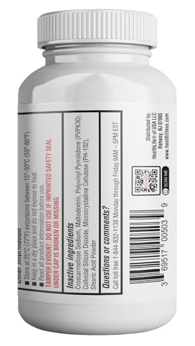 HEALTH LFE Mucus Relief bottle closeup emphasizes easy-to-swallow caplets
