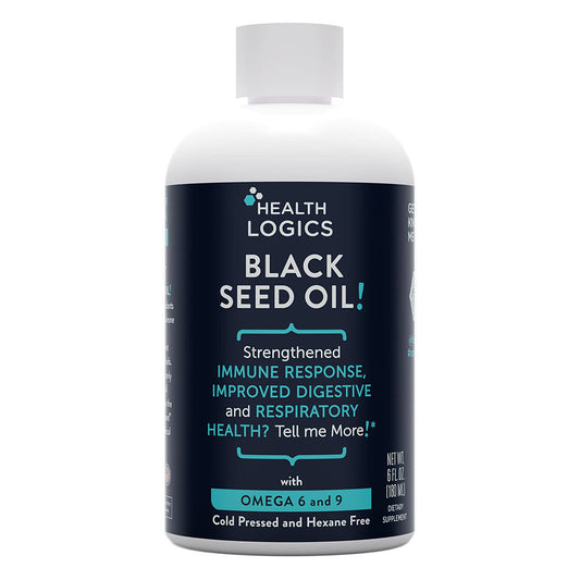 Health Logics Black Seed Oil bottle 6 oz, front view