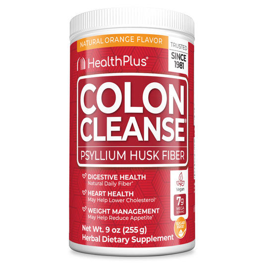 Bottle of Health Plus Colon Cleanse orange flavor (9 oz, 36 servings)