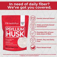 Health Plus Psyllium Husk 12 oz label close-up