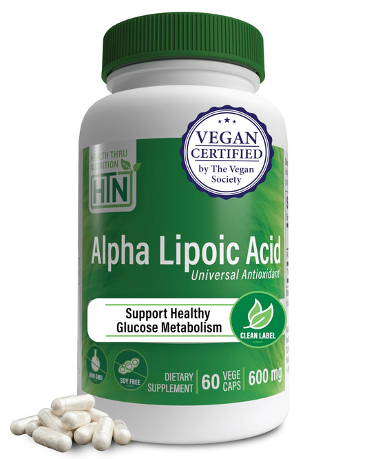 Health Thru Nutrition Alpha Lipoic Acid 600mg 60 Servings bottle label