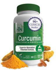 Bottle of Health Thru Nutrition Curcumin 650mg BCM-95 Curcugreen with label