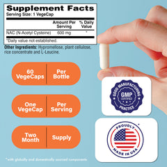 Vegetarian capsule filled with NAC supplement