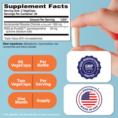 Close-up of NR and PQQ ingredients