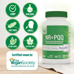 Label showing 300mg NR and 20mg PQQ