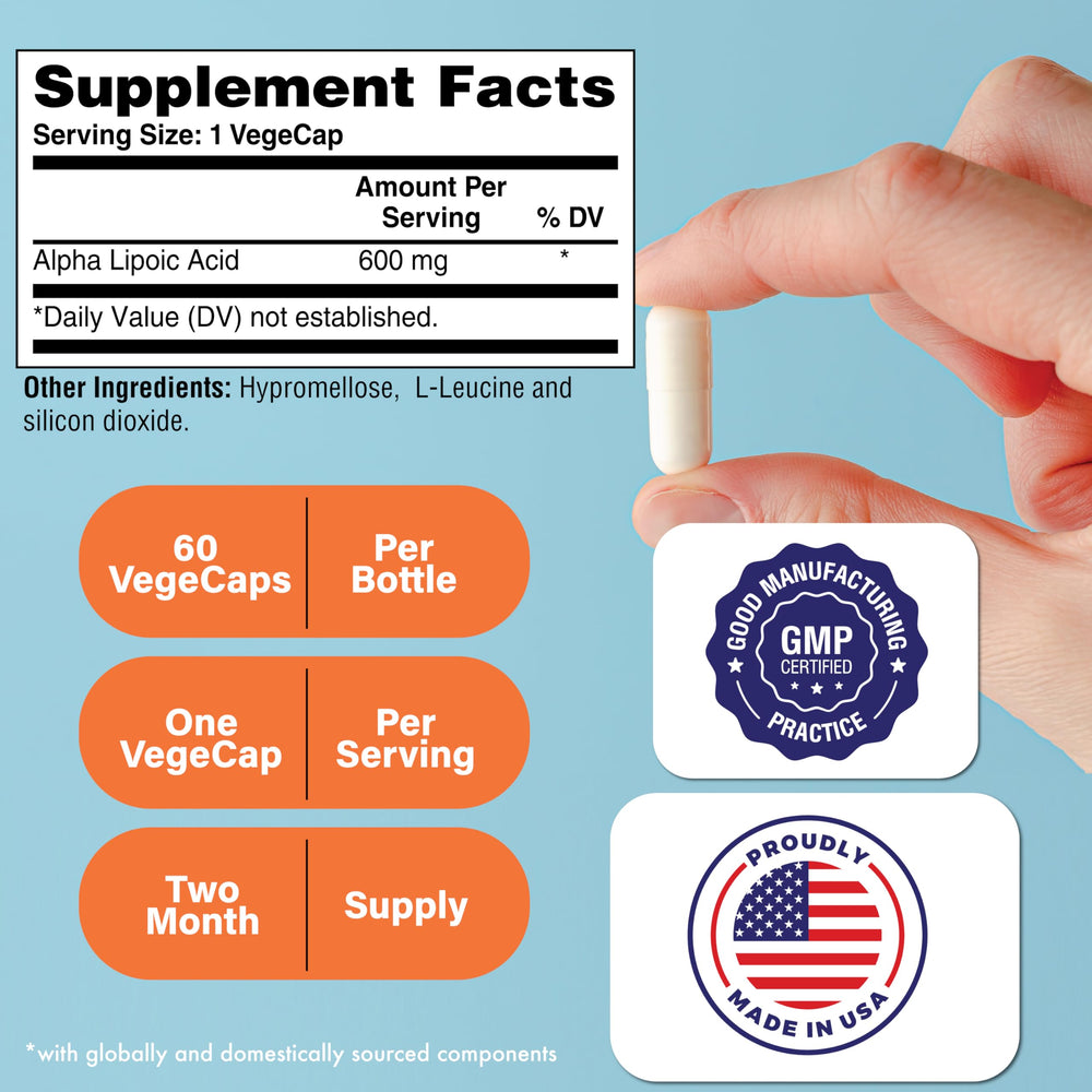 Vegan certified Alpha Lipoic Acid capsules