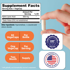 Vegan certified Alpha Lipoic Acid capsules
