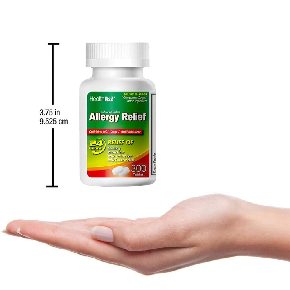 HealthA2Z Allergy Relief hands holding tablet ready for daily use