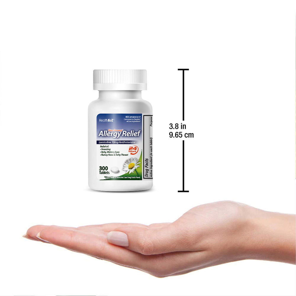 HealthA2Z Allergy Relief symptom comparison image highlighting sneezing and runny nose relief