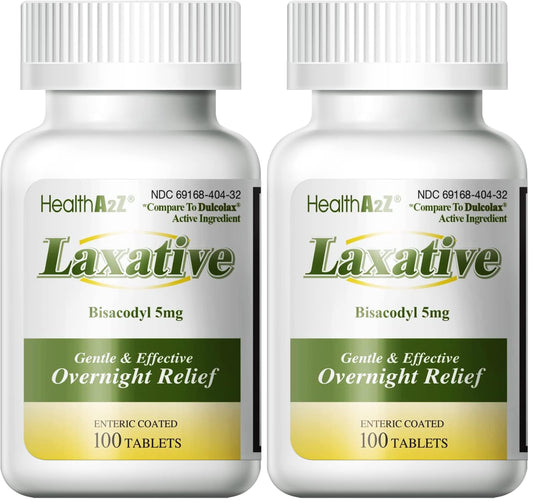 HealthA2Z laxative bottle on nightstand for overnight relief