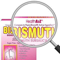 HealthA2Z Bismuth chewable tablets front view for multi-symptom relief