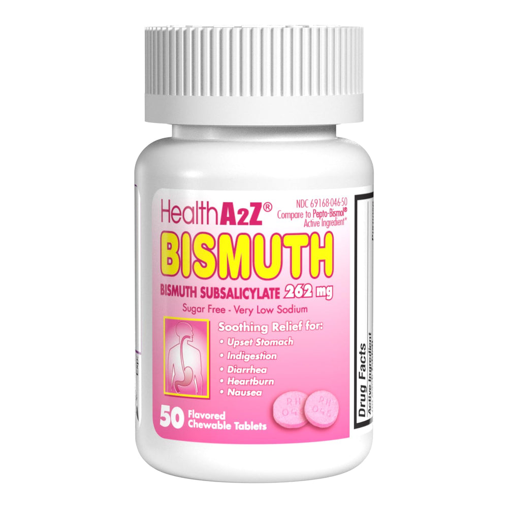 HealthA2Z bismuth tablets pack for portable digestive relief on the go