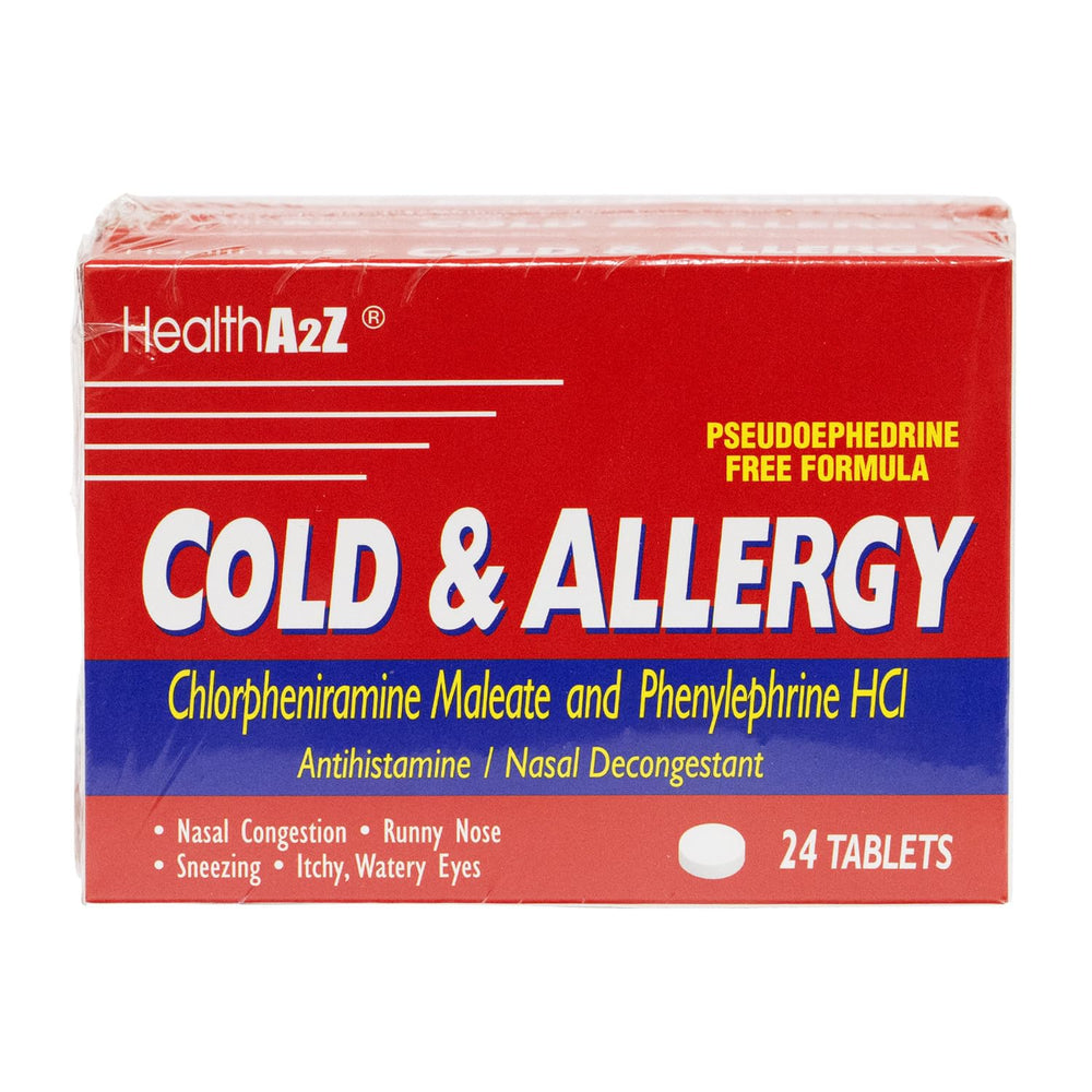 HealthA2Z Cold & Allergy bottle pour shows easy dosing for allergy relief