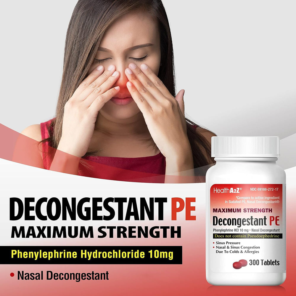 HealthA2Z Decongestant PE label detail with strength info