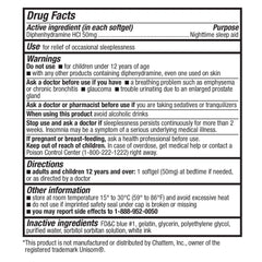 HealthA2Z Diphenhydramine 50mg softgel close-up for easy nighttime dosing