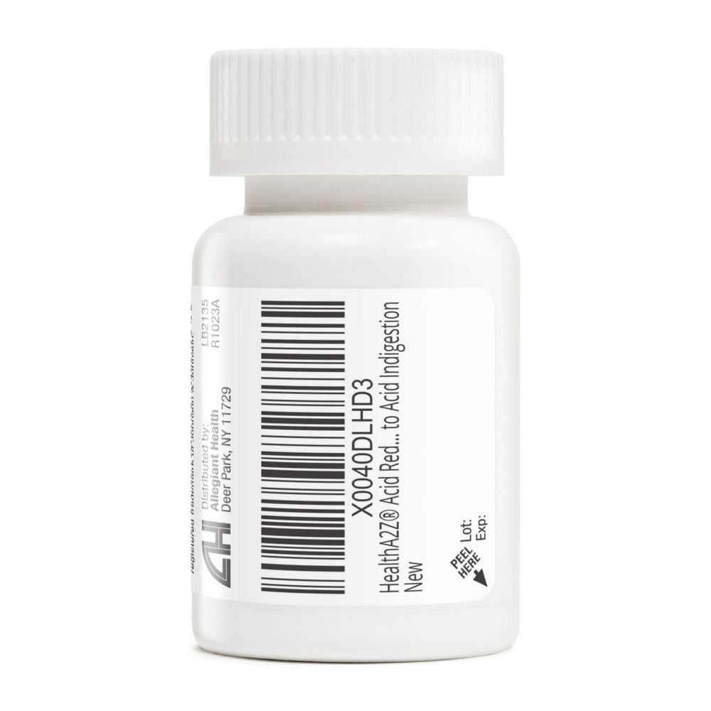 HealthA2Z famotidine 20mg bottle image highlights straightforward daily dosing.