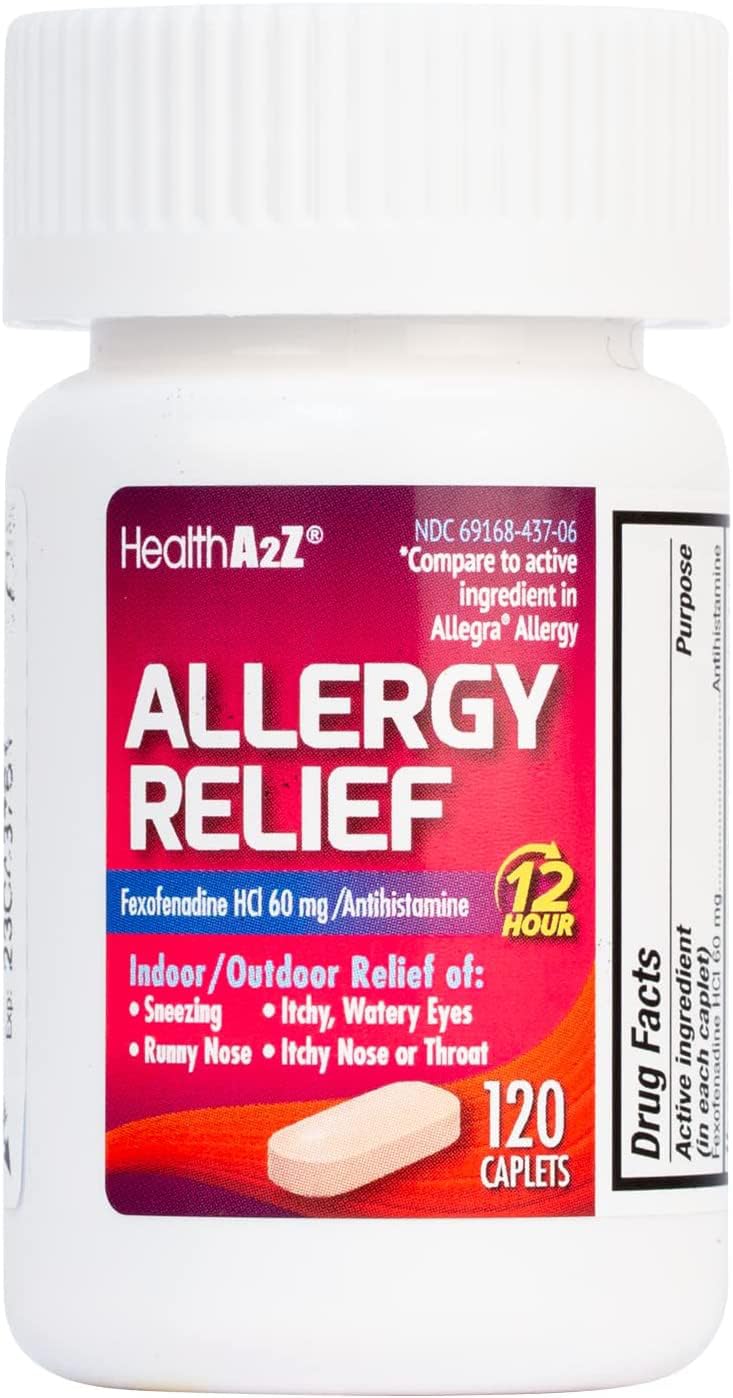 HealthA2Z Fexofenadine 60mg bottle with clear label for rapid allergy relief