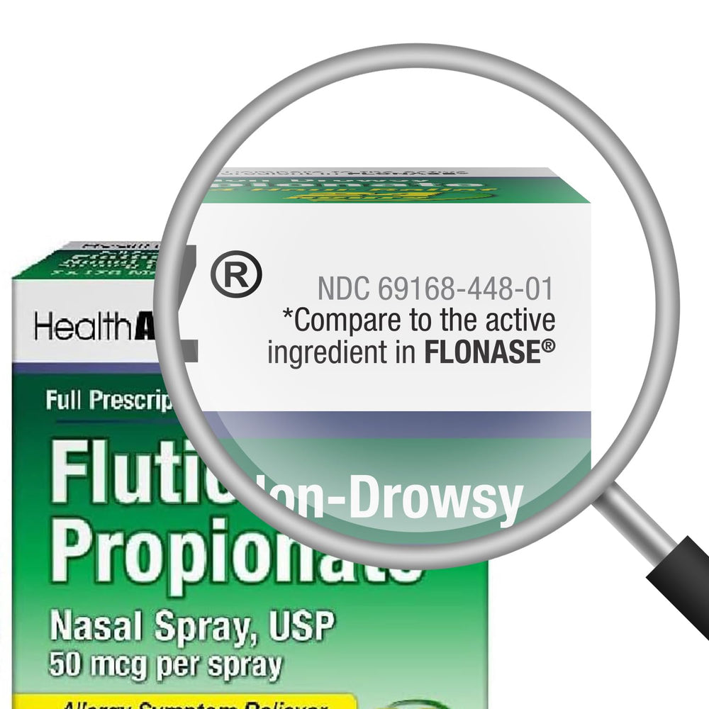 HealthA2Z Fluticasone nasal spray nozzle dispensing a precise spray for consistent dosing