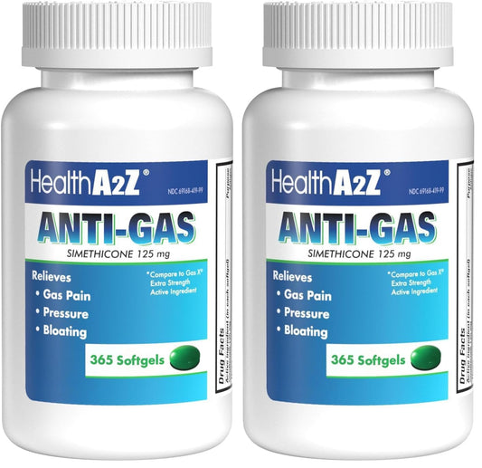 HealthA2Z Gas Relief Softgels bottle front for quick stomach comfort