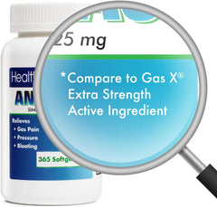 HealthA2Z Gas Relief Softgels in hand ready for after-meal relief