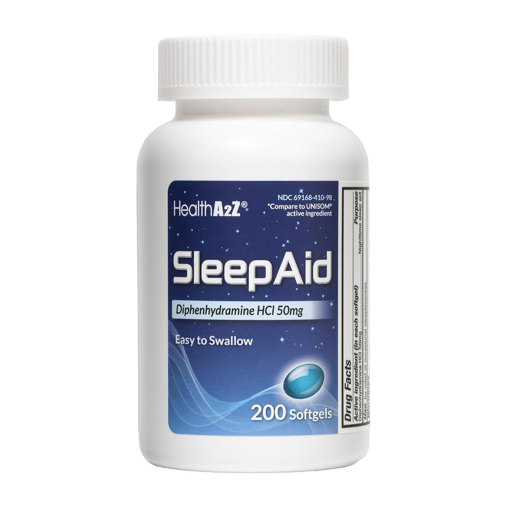 HealthA2Z Sleep Aid bottle closeup highlighting packaging for restful nights