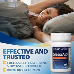 HealthA2Z Sleep Aid box-and-bottle display highlights trusted sleep support.