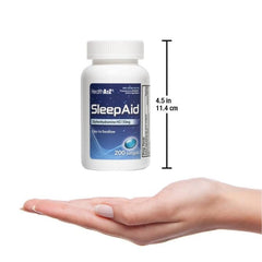 HealthA2Z Sleep Aid label graphic with Diphenhydramine 50 mg per softgel