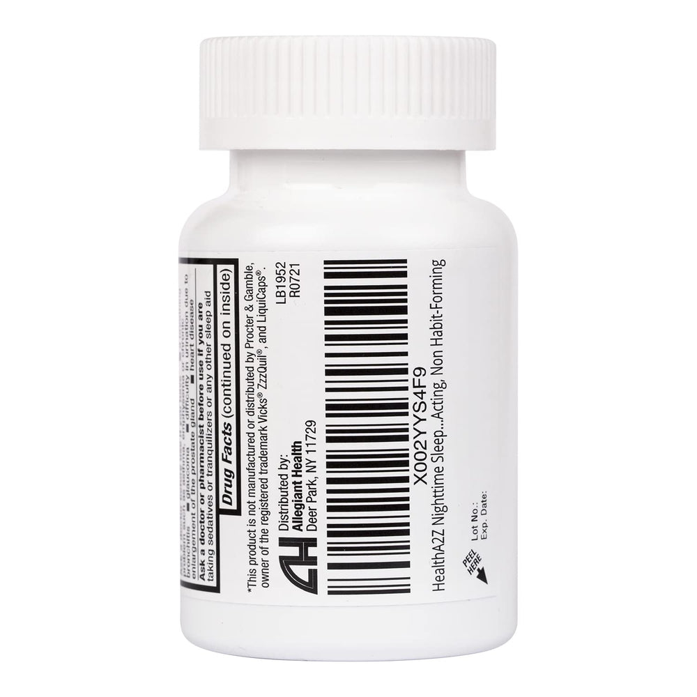 HealthA2Z Sleep Aid packaging front showcases non-habit forming design.