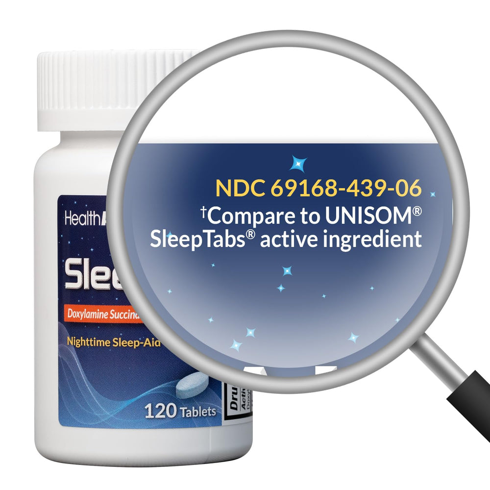 HealthA2Z Sleep Aid tablets-close-up highlights 25 mg dose for reliable night-time relief.