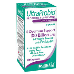 HealthAid UltraProbio bottle front with 100 Billion CFU label