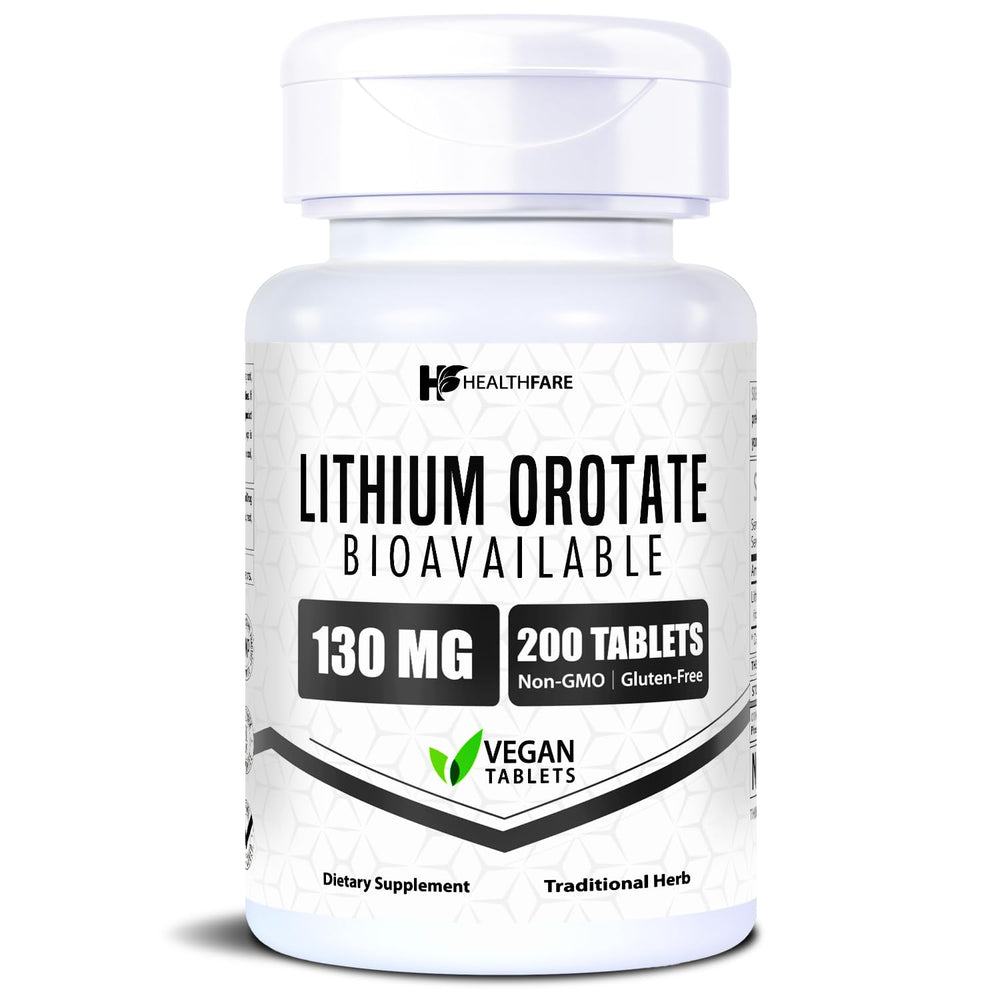 HealthFare Lithium Orotate 130mg bottle front