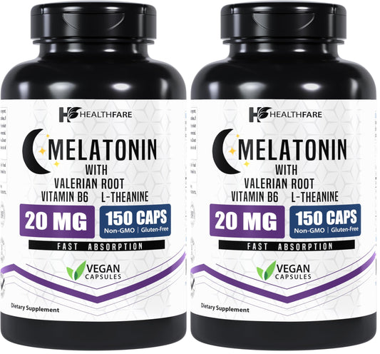 Healthfare Melatonin 20mg bottle front label