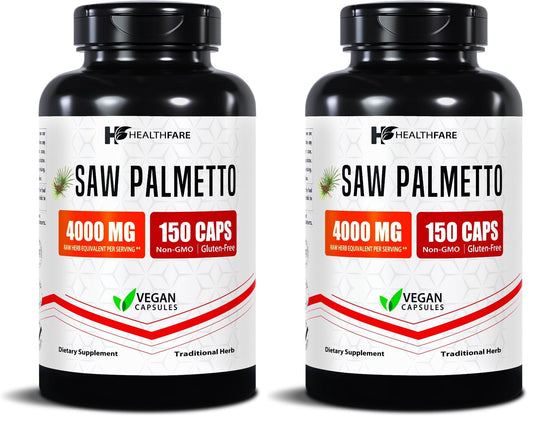 Front view of Healthfare Saw Palmetto Extract Capsules bottle