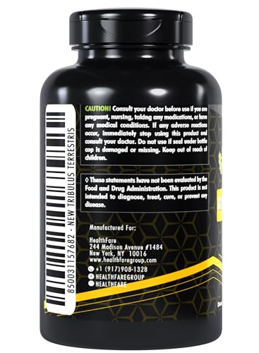 Back label of HealthFare Tribulus Terrestris bottle showing ingredients