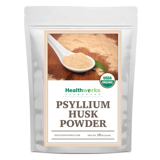 Healthworks Organic Psyllium Husk Powder 16 oz raw India sourced