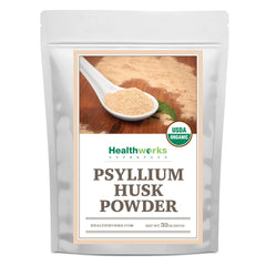 Front view of Healthworks Organic Psyllium Husk Powder 32 oz