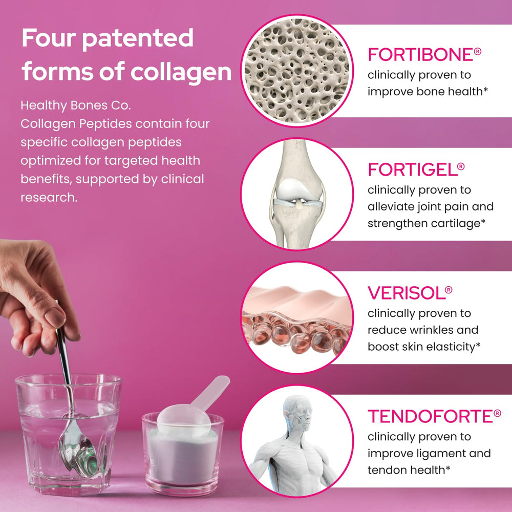 Healthy Bones Co. Fortibone dissolves cleanly in coffee or smoothies for seamless daily collagen intake