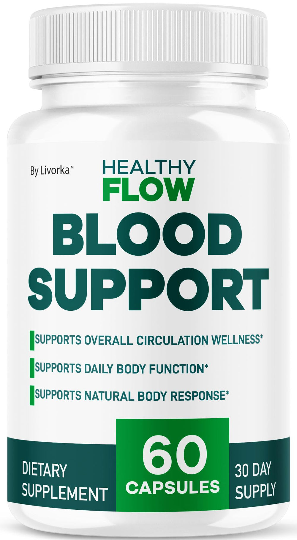 Healthy Flow Blood Support bottle and label on white background