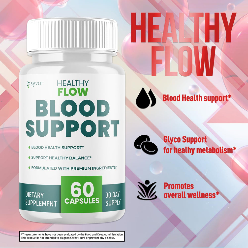Healthy Flow Blood Support Capsules bottle with product packaging