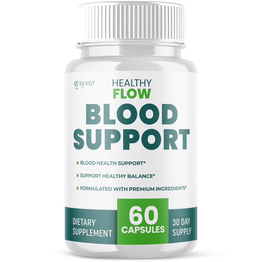 Front view of Healthy Flow Blood Support Capsules bottle