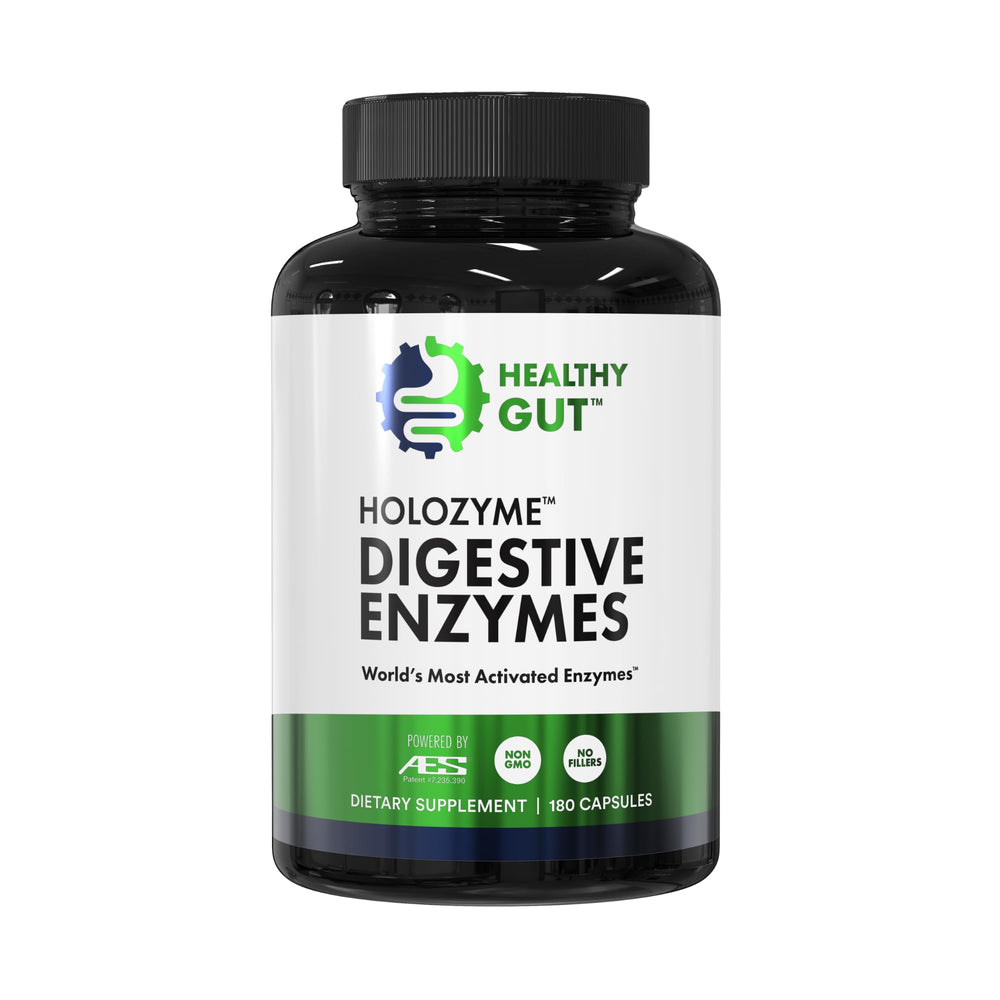 Healthy Gut HoloZyme bottle and serving size