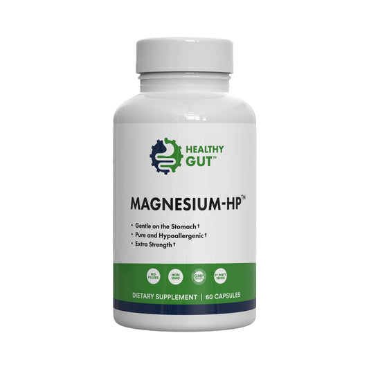 Healthy Gut Magnesium-HP bottle on white background
