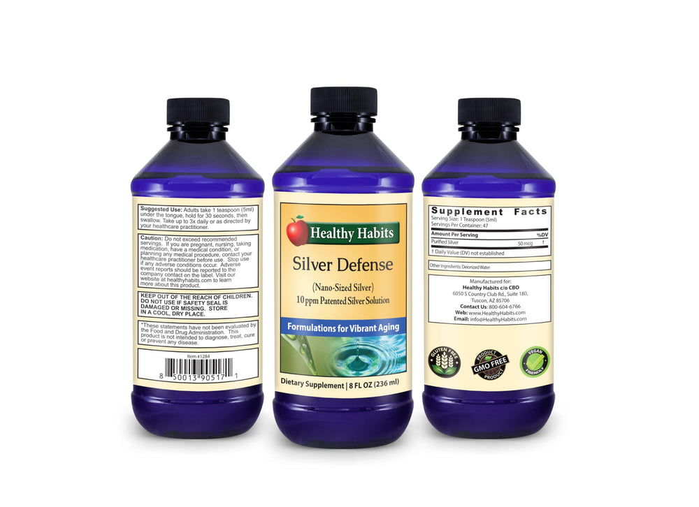 Close-up of Healthy Habits Silver Defense label
